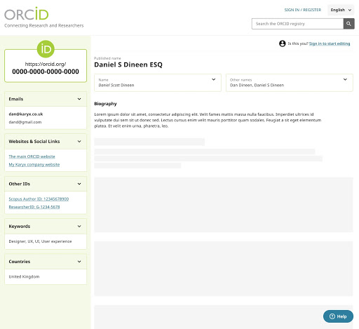 Sample ORCID record update