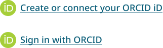 Dois exemplos de links usando o Orcid ID ícone