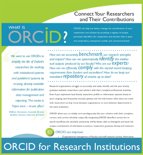 ORCID флаер для исследовательских институтов