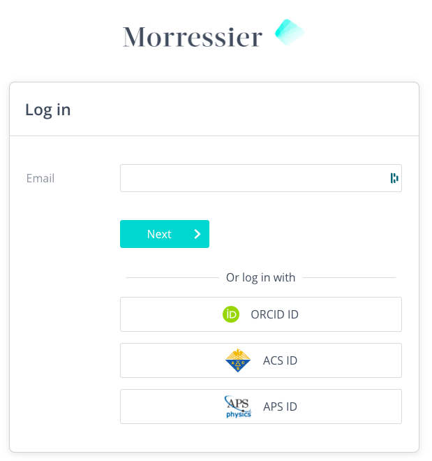 Morressier sign in screen