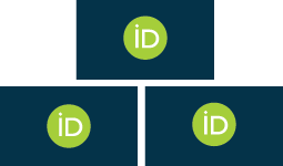 trois rectangles bleus un sur le dessus chacun avec ORCID iD logo